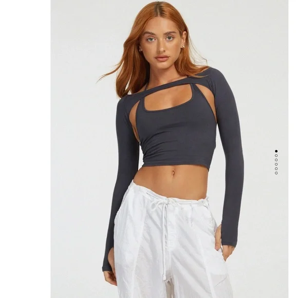 Motel Rocks BRANDY CROP TOP IN OCEAN STORM - Picture 1 of 3